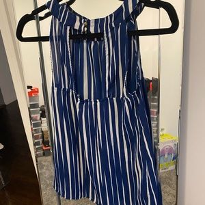 Blue and white striped blouse
